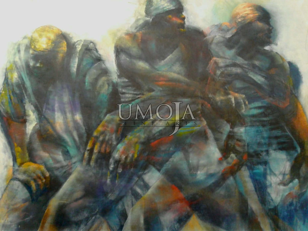 The Drummers - Artist: Paul Goodnight -  Medium: Oil on canvas Size -  55” x 55”