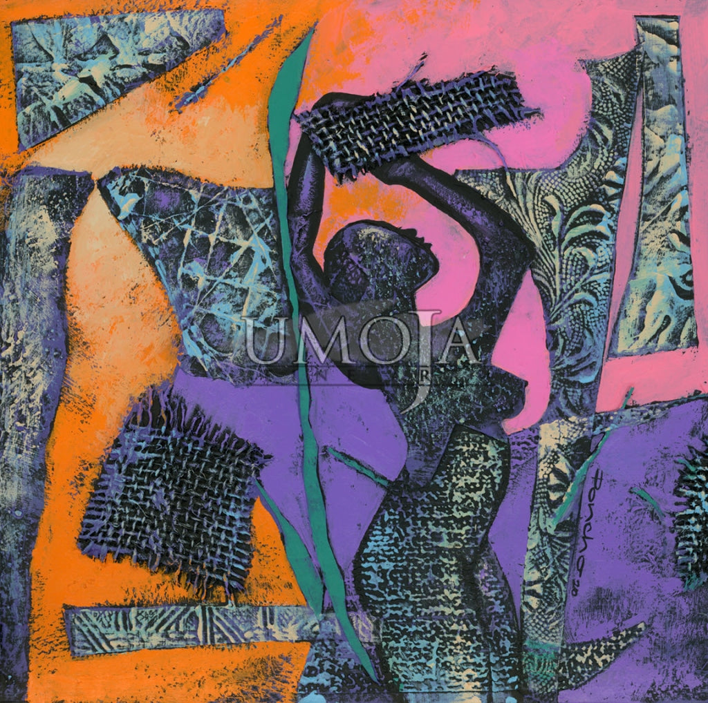 Utopia - Artist: Larry Poncho Brown- Medium: Mixed Media on Paper - Size:  10"x10"